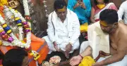 D K Shivakumar Donates Silver Helicopter Replica to Lord Mylaralingeshwara