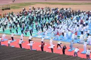 Hundreds join World Yoga Day events across Dharwad on Sunday