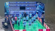 Kerala Fans Build Floating Stadium for Argentina in River