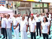 Om Resonates at Times Square as Yogis Celebrate International Yoga Day