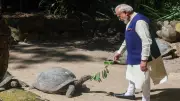 PM Modi meets Jonathan, world's oldest living land animal, in Seychelles