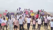 Sikar villagers protest mining lease in Mandholi hills, form human chain