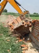 SMDA demolishes illegal structures on Kami Road in Sonepat