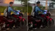 Telangana Biker Uses Laptop While Riding Through Traffic, Viral Video Sparks Outrage