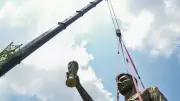 Unstable 70-foot Messi statue removed from Kolkata's Lake Town