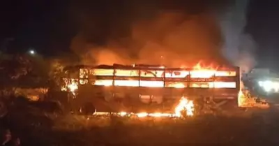 Bus rams into truck on Delhi-Mumbai Expressway, catches fire in Rajasthan