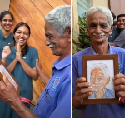 Kerala dental students surprise caretaker Johnny Chettan with hand-drawn portrait