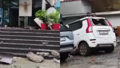 Noida IForte Building Partially Collapses on Vehicles During Heavy Rain