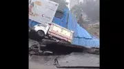 Bhandup Road Cave-In After Heavy Rains in Mumbai, Vehicles Submerged