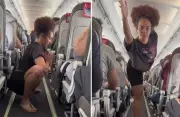 Fitness influencer sparks debate after doing yoga, gymnastics in airplane aisle