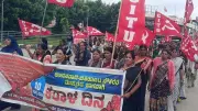 Karnataka Akshara Dasoha Employees Protest in Hassan for Honorarium Hike